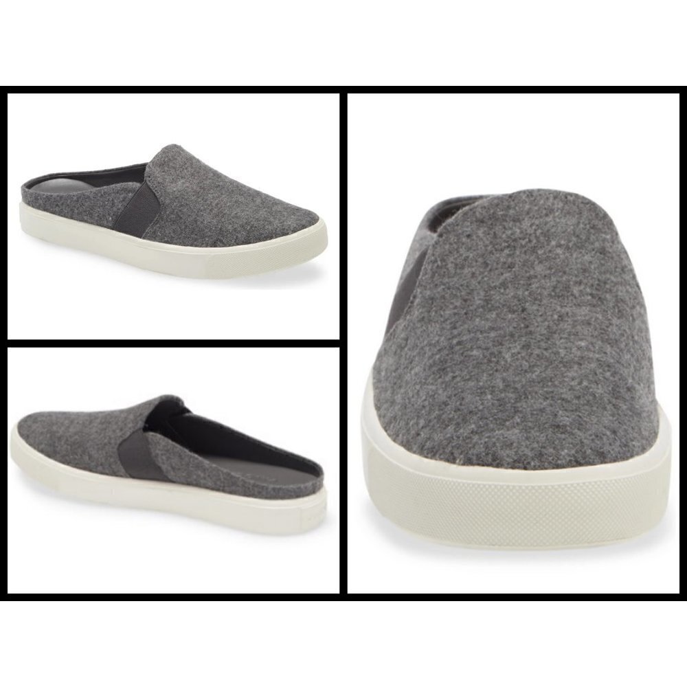 💕VINCE💕 Blair Sneaker Mule Backless Slip On ~ Heather Grey Mohair 8.5 NWOT